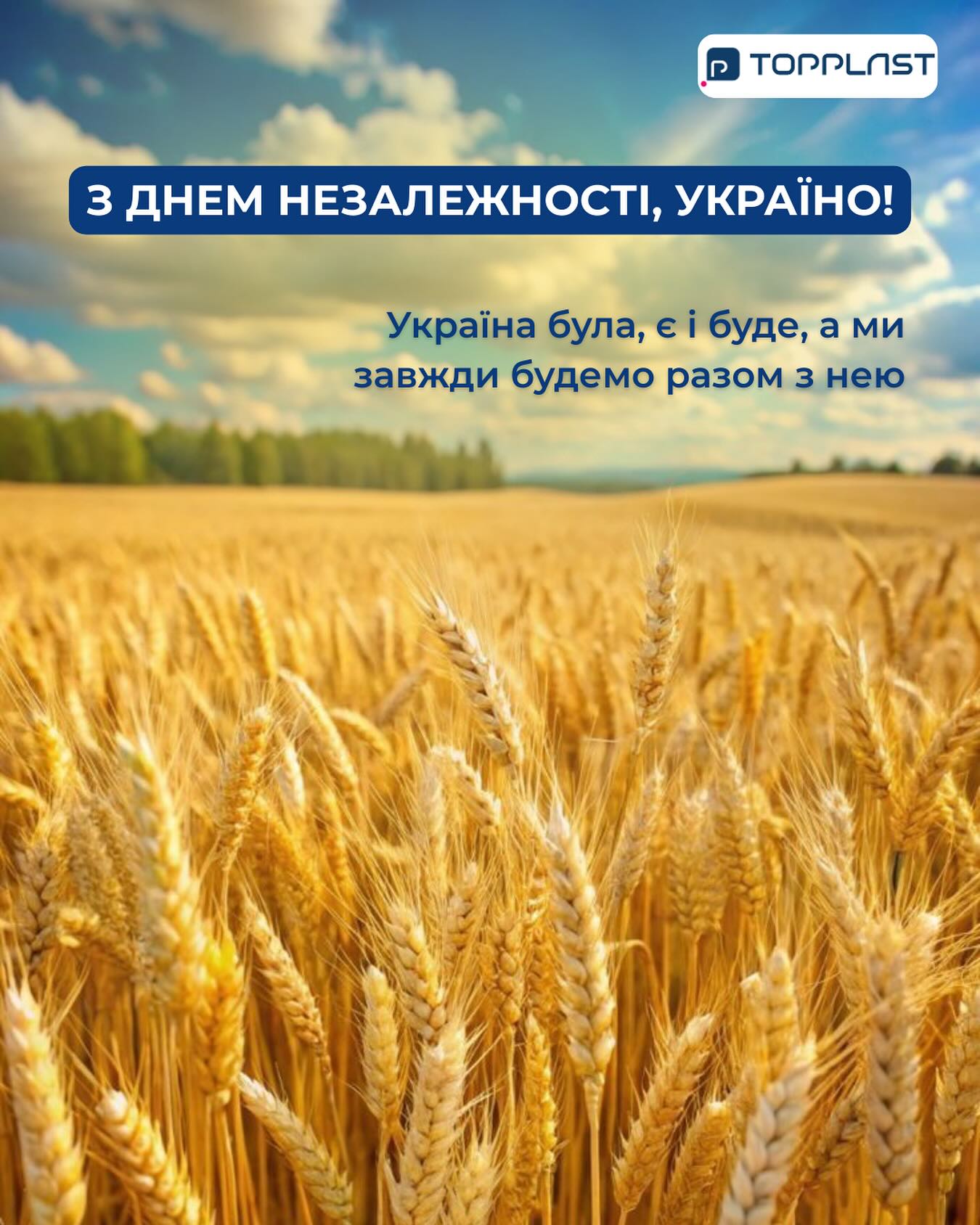 З Днем Незалежності, Україно! 💙💛День Незалежності — це тепер не тільки про свято. Це нагадування про ціну свободи, вибір бути собою і будувати своє майбутнє тут, на рідній землі.Незалежність — це коли країна встає після найважчих ударів.
Коли люди бережуть одне одного і продовжують робити свою справу.
Коли ми всі разом доводимо: Україна не просто вистояла — вона відновлюється і стає сильнішою.TOPPLAST — частина цієї країни і завжди нею буде. Ми теж відновлюємось, працюємо і віримо в завтрашній день Бо Незалежність — це не про минуле. Це про майбутнє, яке ми створюємо разом.Головне, що Україна була, є і буде.
І ми будемо разом з нею.З Днем Незалежності! 💙💛
